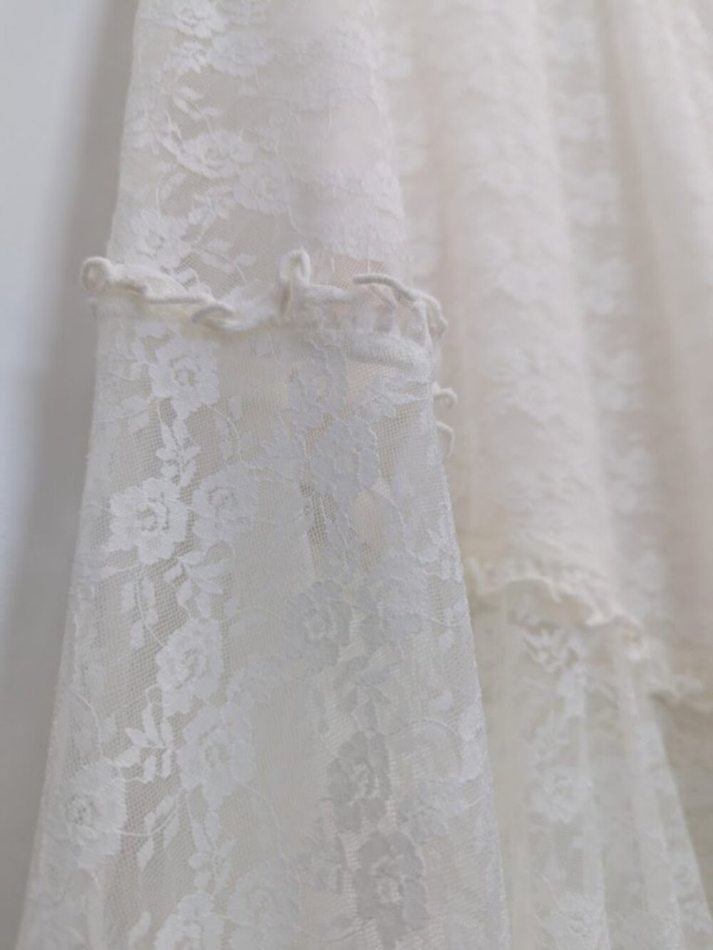 Ivory White Stretch Lace Midi Dress Adjustable Straps Romantic Lined Dress - Picture 10 of 16